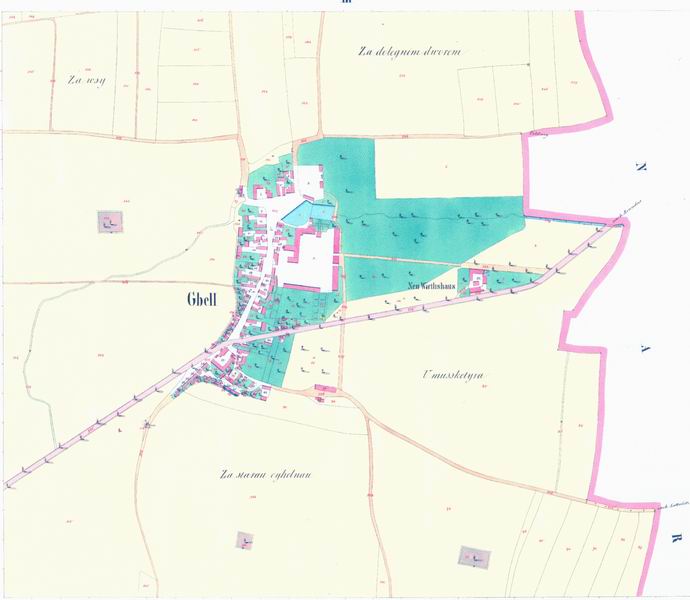 Mapa Kbel z roku 1841